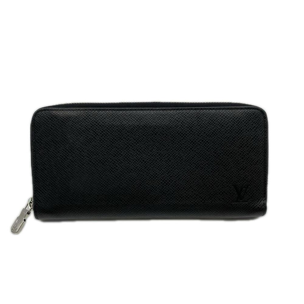 LOUIS VUITTON Taiga Zippy Wallet Horizontal M31071 Long Black Calf Leather Men's